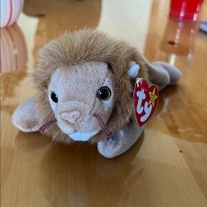 Ty Plush Lion Toy in Tan and White
